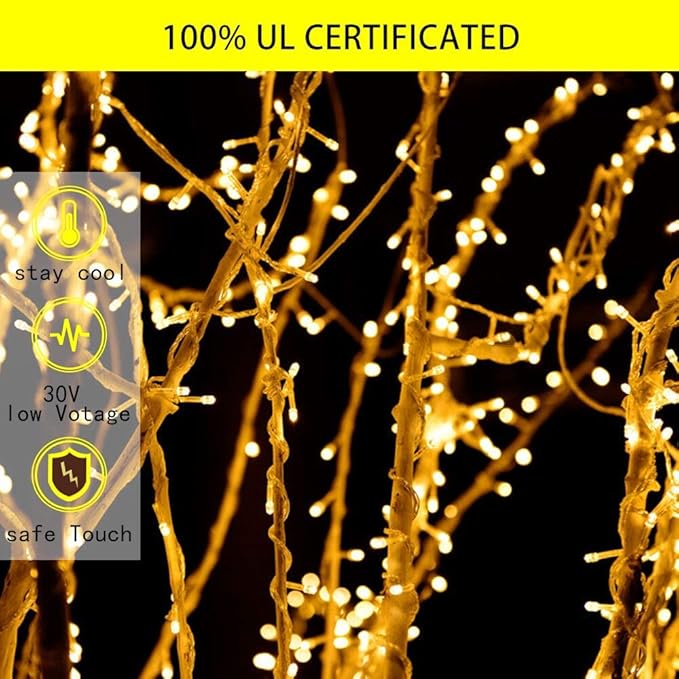 Christmas Decoration Lights, Outdoor Christmas String Lights 320 LED 11.5 Ft Waterfall Tree Lights with Big Star Topper 8 Light Modes for Christmas New Year Holiday Garden Yard Indoor Outdoor Decor