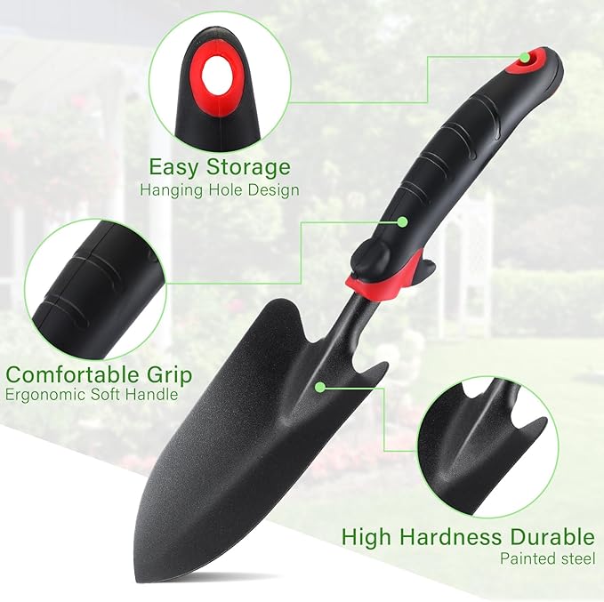 WILLBOND 12 Pcs Stainless Steel Garden Tool Set Heavy Duty Outdoor Gardening Hand Tools with Non Slip Rubber Grip Ideal Garden Kit Gifts for Men and Women