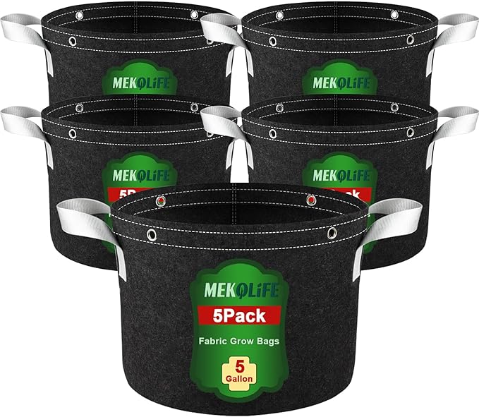 Grow Bags - Potato Grow Bags - Thickened Fabric Pots - Large Grow Bags - Tomato Vegetables Grow Bags (5 Pack(5 Gallon))