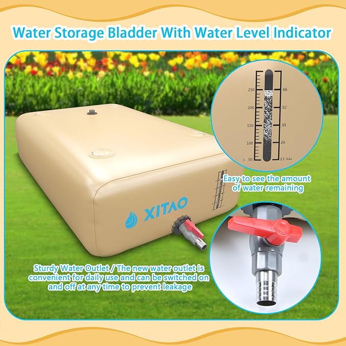 XITAO 792Gal/3000L Water Storage Bladder w/Water Level Indicator, Large Capacity Foldable Water Storage Containers, Portable Emergency Water Tank Water Bag for RVs, Fire Prevention, Irrigation