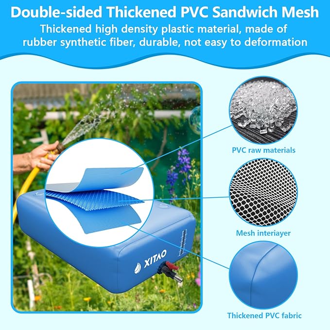 XITAO 264Gal Large Capacity Water Storage Bladder Containers w/Water Level Indicator Portable Foldable Emergency Water Tank Bag for RVs, Drought Resistance, Fire Prevention, Agricultural Irrigation