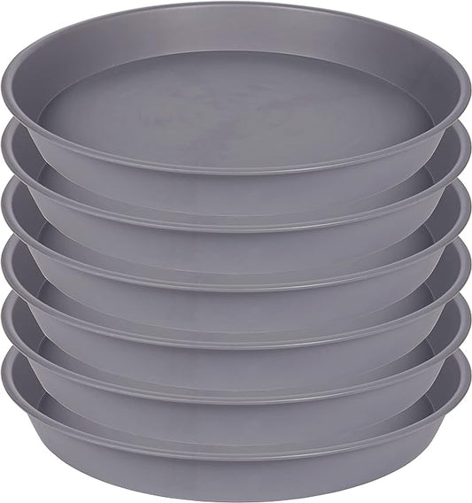 6 Pack of 10 inch Plant Saucer Gray, Heavy Duty Plastic Plant Saucer 10 inch Round, Durable Plant Tray for Pots, Plant Saucers for Indoors, Plant Trays for Planter 9"/10" (10", Cement Gray)