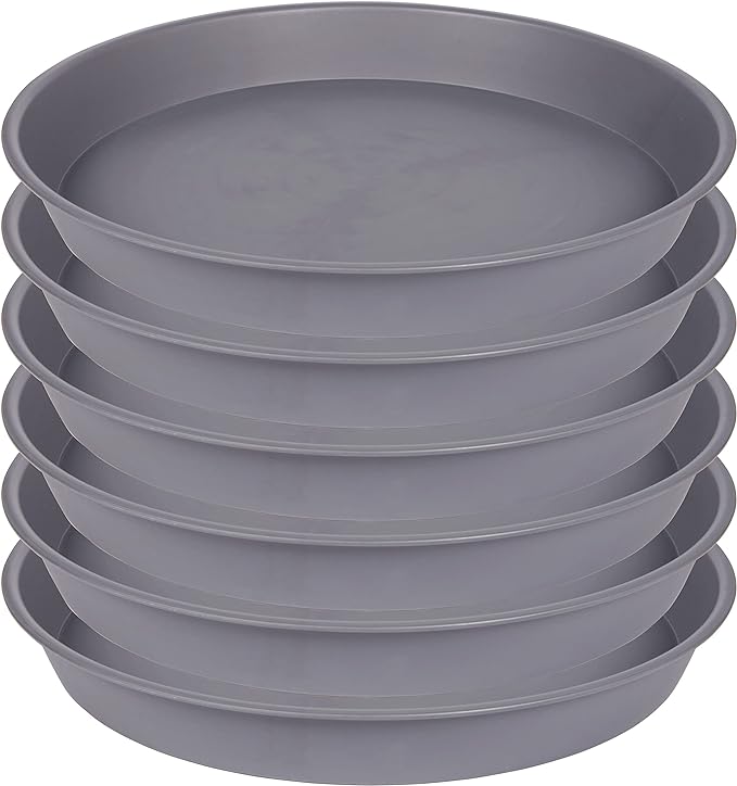 6 Pack Planter Saucer Tray Gray, 4 6 8 10 12 13 15 17 19 inch Pot Saucers, Heavy Duty Plastic Plant Saucers for Indoors, Plant Drip Tray, Plant Trays for pots Planter (6 inch, Cement)