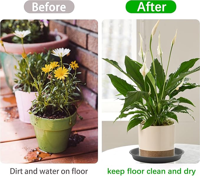 TITE Plant Saucer Heavy Large Planter Durable Thicker Plastic Plant Trays for Indoors and Outdoor,Plant Saucer Drip Trays (Grey, 12 inch)