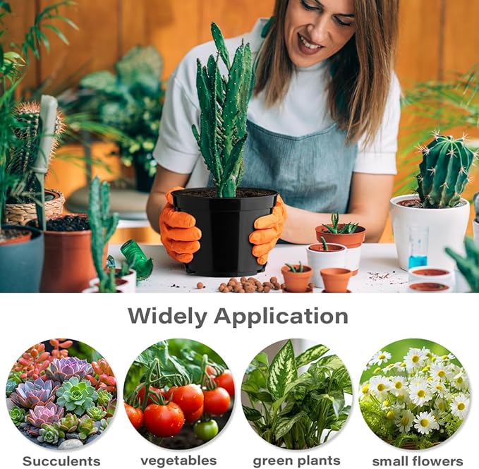 15 Pack 6 Inch Plastic Plant Pots with Drainage Holes, Sturdy Nursery Pots for Plants, Thickened Flower Pots for Indoor Outdoor Planting Transplanting, Succulents, Seedlings, Black