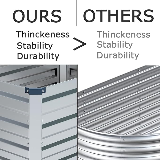 4x3x1ft(2 Pack) Galvanized Raised Garden Bed,Outdoor Planter Box Metal Patio Kit Planting Bed for Vegetables Flowers Herb,Grey