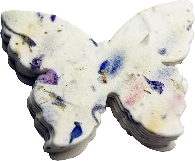 Of The Earth Handmade Paper - Wildflower Seed Paper Butterfly Shape - Large 3" - Set of 24 (45s Purple Recycled)
