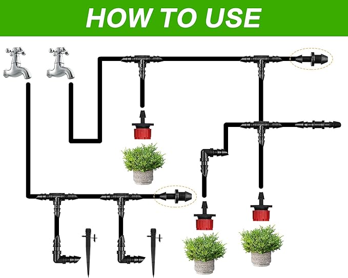 JAYEE 50 Pieces 1/4" Drip Tubing Fittings End Plug, 1/4 Inch Drip Irrigation Barbed End Closure for Home Garden Sprinkler Systems