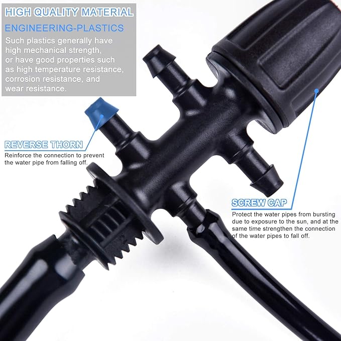 Kalolary Barbed Tee for 5/16” to 1/4” Irrigation Tube, 20PCS Anti-Drop Drip Irrigation Hose Fittings for 8/12mm 4/7mm PE Pipe Lock Female Connectors for Micro Spray Parts 6-Way Adapter Watering System