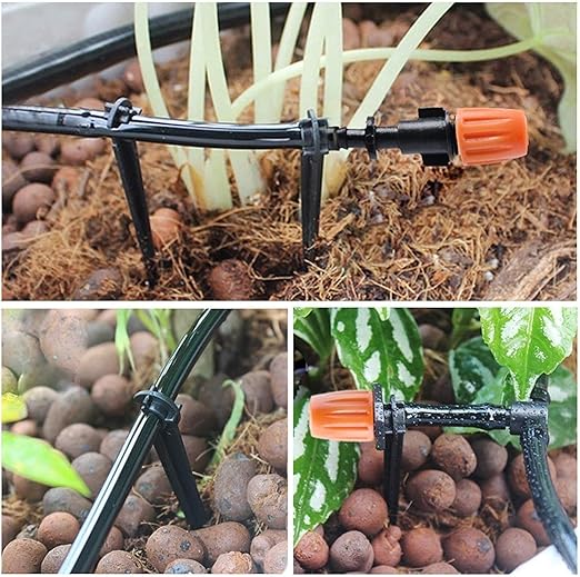 50FT Drip Irrigation System Kit - Garden Watering System with 1/4" Drip Irrigation Tubing Parts - Automatic Irrigation Sprinkler Equipment for Outdoor Plants, Garden, Greenhouse, Flower Bed, Lawn