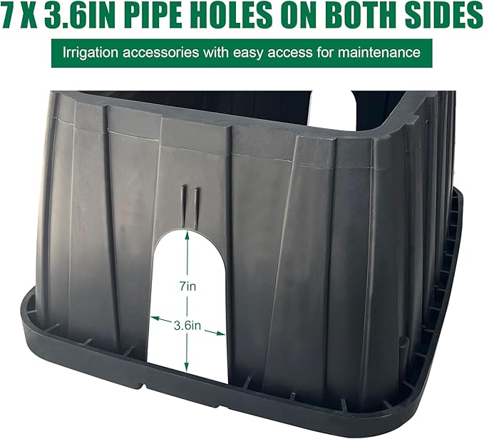 Durable PP Valve Box-2 Sets 19x14 In Jumbo Sprinkler Valve Boxes with Lockable Cover,Plastic Rectangular Irrigation Valve Box Overlapping Cover for Garden Yard Outdoor Lawn Grassland Inground