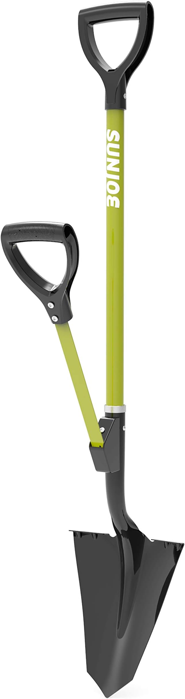 Sun Joe SJ-SHLV07 Shovelution Strain-Reducing Spear Head Digging Garden Shovel, 9-Inch Steel Head, Patented Shovelution Auxiliary Handle