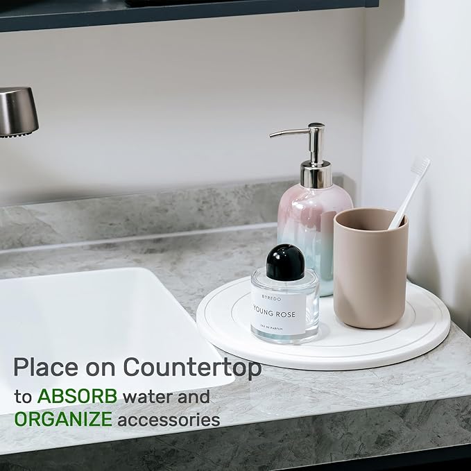 Diatomaceous Earth Plant Saucer for Indoor, 2 Pack 6 inch, Instant Dry Pot Saucer, Plant Drip & Drainage Tray for Indoor, Off White