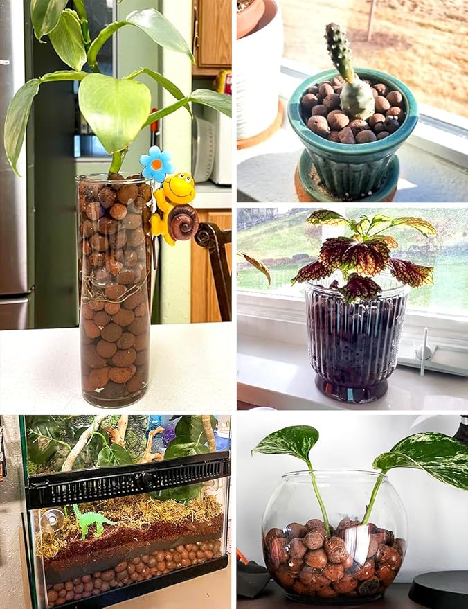 Toypopor 7qt Hydroponic Clay Pebbles, 8mm-12mm, Natural Organic Expanded Grow Media for Hydroponics, Drainage, Decoration, Aquaponics and Other Gardening Essentials