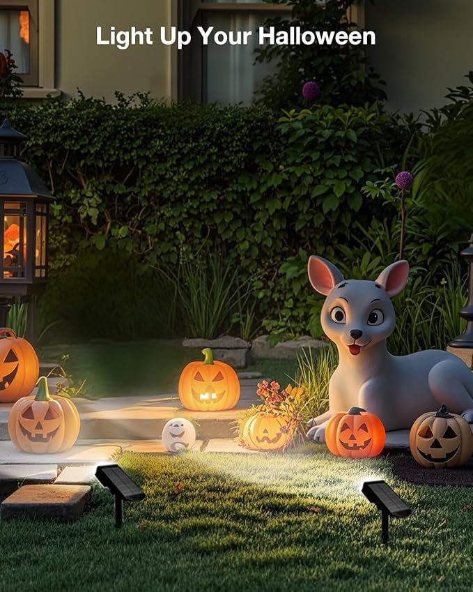 Solar Power Spotlight Outdoor Waterproof Landscape LED Accent Lighting for Yard, Tree, Plants, Walls, Path, Garden, Statues, Adjustable Brightness,Dusk to Dawn Long Lasting 4 Pack Cool White