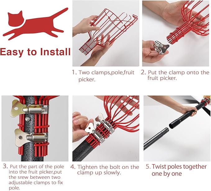 DonSail Fruit Picker Pole with Basket Telescoping, Adjustable Citrus Orange Picker Pole with Basket 35-150 inch Long Handle, Mango Avocado Fig Acorn Pear Pomelo Chery Lemon Picker for Tree