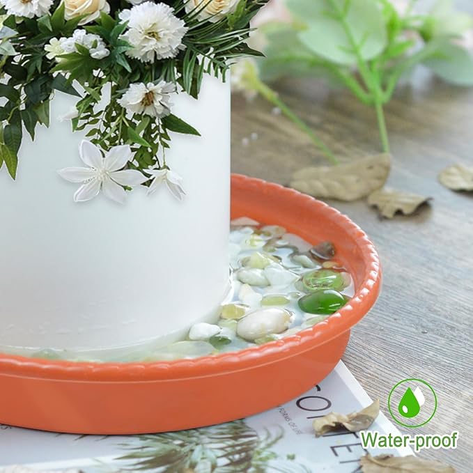 9 Pack Plant Saucers (6 inch /8 inch /10 inch),Heavy Sturdy Plant Trays Pot Tray for Indoor Clear Plastic Flower Pot Saucers Thicker Plant Water Drip Trays for pots-Terracotta