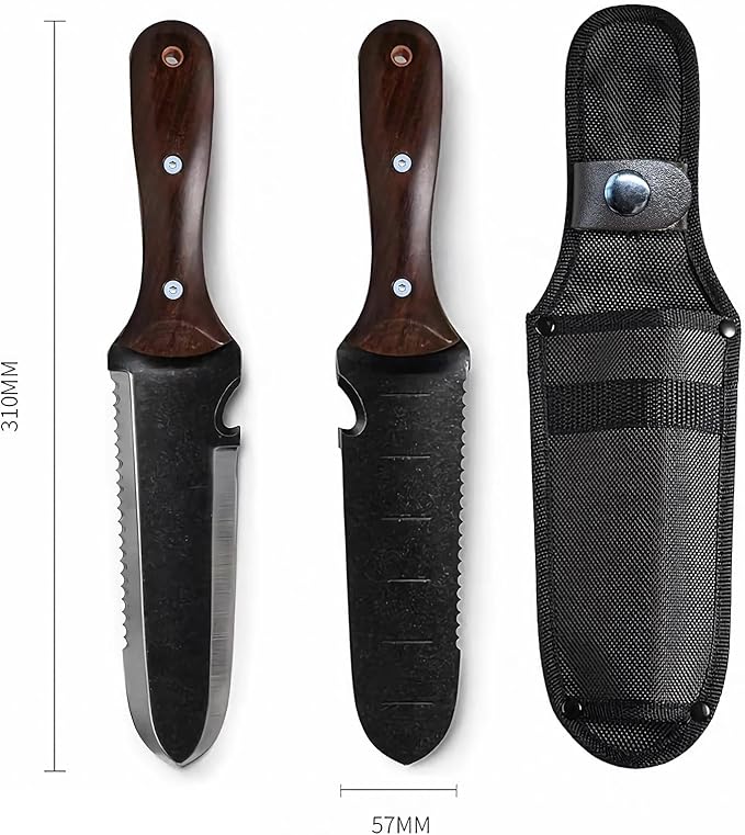 Garden Tool Set, Hori Hori Garden Knife, Weeding Knife Serrated Cutting Edge, Marks for Measuring Planting Depth, Gardening Gloves with Claws, Garden Gloves for Weeding, Planting, Digging