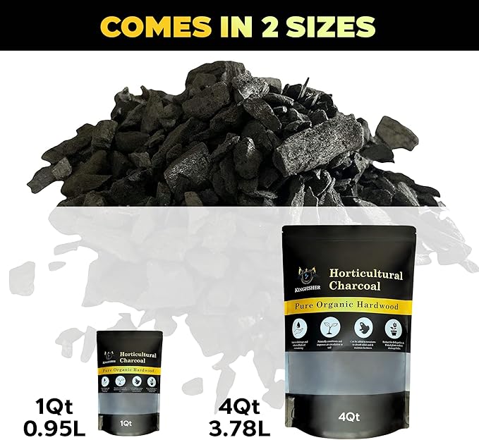Organic Horticultural Charcoal & Terrarium Charcoal | Charcoal for Plants | Pure Hardwood Charcoal for Planting and Gardening | Organic Canadian Maple Biochar (4 QUARTS)