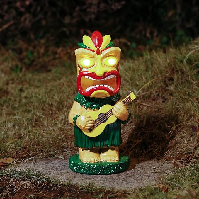 Solar Tiki Statue, Tiki Bar Decor, Outdoor Tiki Decor, Solar Garden Statue for Outside, Solar Garden Yard Decor, Outdoor Statue for Garden, Outdoor Decor for Patio, Gardening Gifts for Women
