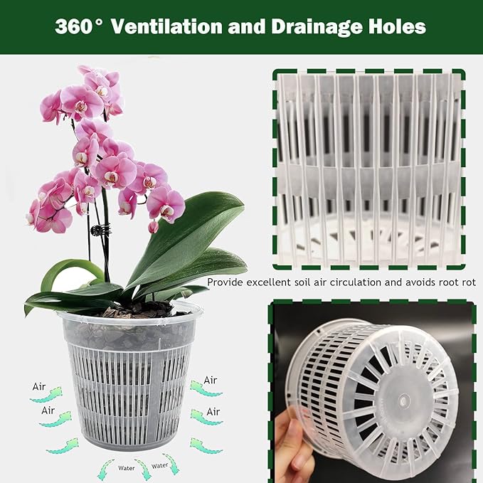Orchid Pot, 12 Pack Orchid Pots with Holes, 4 Each of 4.5", 5.5", 6.3", Clear Orchid Pots for Repotting, Breathable Slotted Orchids Planter