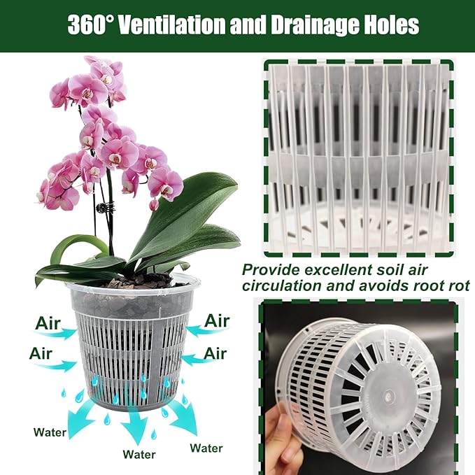12 Pack Orchid Pot with Saucers, 4 Each of 4.5in, 5.5in and 6.3in Orchid Pots for Repotting, Clear Orchid Pots with Holes, Plastic Flower Plant Pot