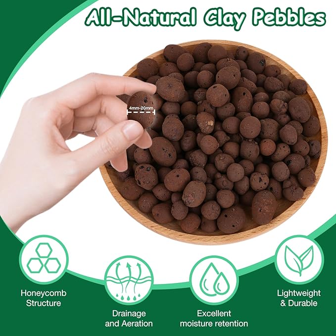 Jabrand 5LBS LECA Clay Pebbles, Organic Expanded Clay Pebbles 4mm-16mm Hydroponics Supplies Aquaponics Orchid for Indoor and Outdoor Garden Plants…