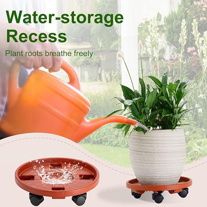 2 Pack 13IN Plant Caddy with Wheels Round Rolling Plant Stand Plant Dolly, 200lbs for Capacity Caddy for Indoor and Outdoor Use, Patio, Flower Pot