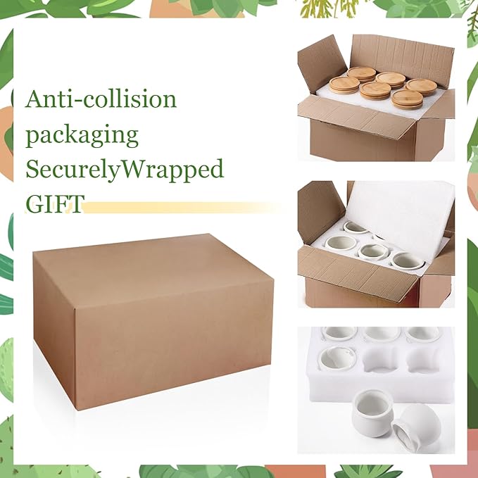 Remerry 6 Pcs 3.5 Inch DIY Ceramic Succulent Pots Figurines Paint Craft Kit Unpainted Ceramic Bisque Paintable Flowerpots with Drainage Hole Ready to Paint Valentine's Day Gifts