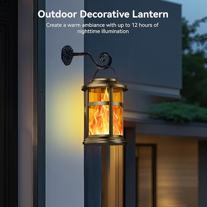 Wdtpro Solar Lanterns Outdoor Waterproof, 2 Pack Upgraded Flickering Flame Solar Lantern Outdoor Lights, Bright Hanging Lights for Outside, LED Lantern for Yard Garden Patio Decor (Antique Copper)