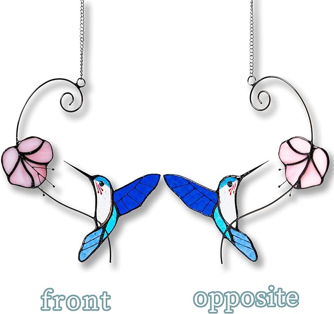 1PC Color Hummingbird Glass Window Ornaments, Garden Decorations, Hummingbird Light Catchers, Favorite Gardening Ornaments for Bird Lovers Sun Catchers.HDHXT