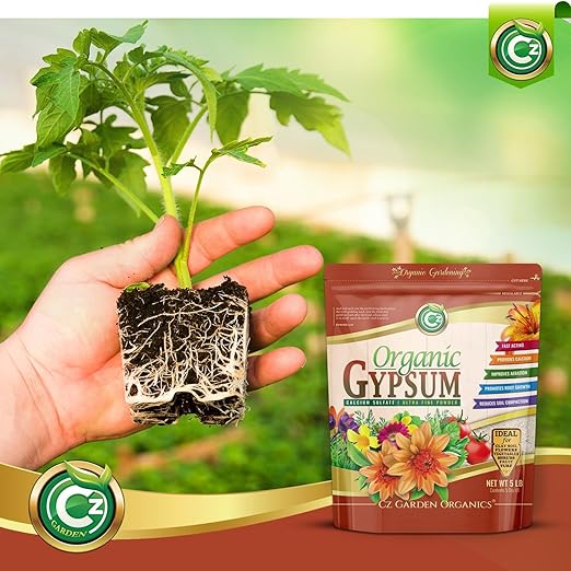 Organic Gypsum Powder 10LB - Made in USA - Calcium Sulfate Dihydrate - Garden Soil Amendment Fertilizer for Lawns, Plants, Mushroom Cultivation. Calcium & Sulfur. Cures Blossom End Rot. OMRI Listed