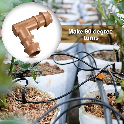 Boao 20 Packs 1/2 Inch Barbed Connector Plastics Drip Irrigation Barbed Hose Connector 17 mm Diameter (Elbow)