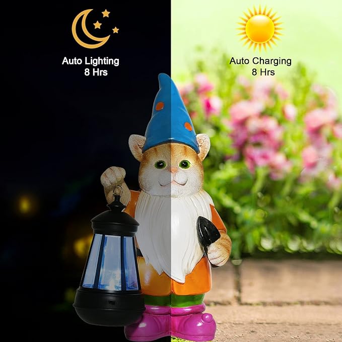 Solar Cat Statues for Garden Decor: Outdoor Sculptures for Clearance Lights for Outside Lawn Ornaments Porch Patio Balcony Yard Home – Birthday Gifts for Mom Grandma Women