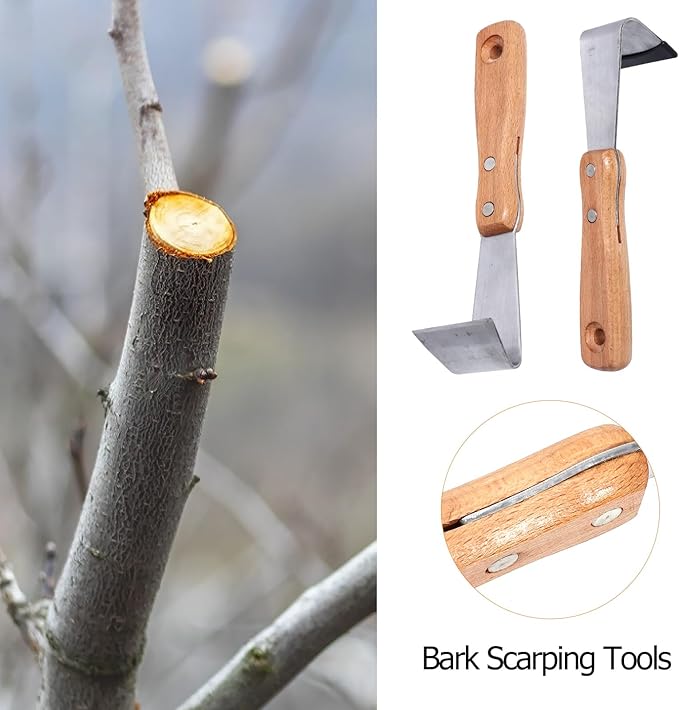 Happyyami 2pcs Bark Spud Debarking Tool Log Peeler Bark Removal Tool Crack Weeder for Patio Lawn Yard Woodworking Hand Tool