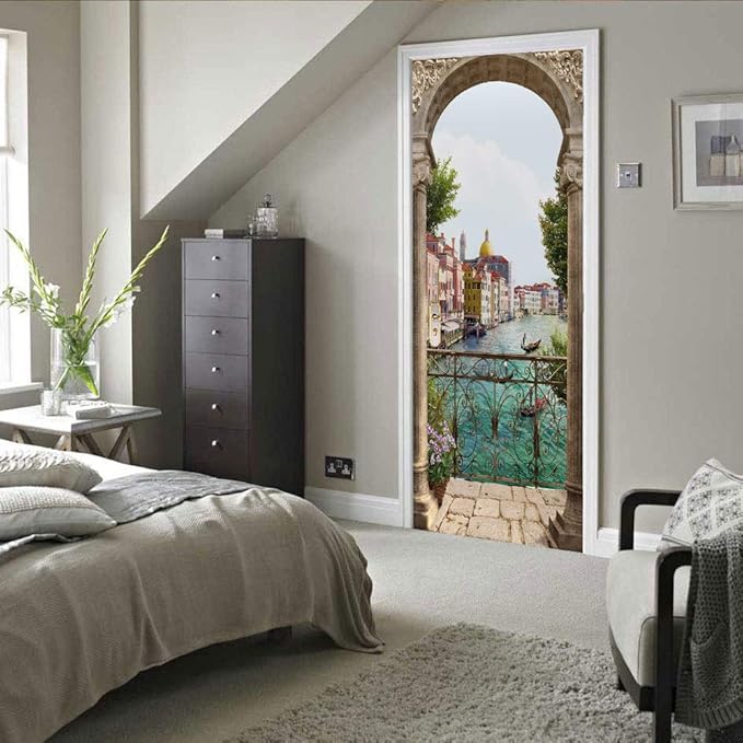 3D Door Stickers - Peel & Stick Murals - Landscape - Removable PVC Waterproof Door Poster - 37.4" x 84.6"