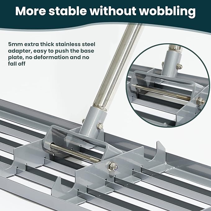 Lawn Leveling Rake 30x10 inch, (Professional-Grade) Lawn Leveler Tool with Stainless Steel Handle Rakes for Lawns Heavy Duty Landscape Rake for Backyard, Garden, Golf Course, Farm, Pasture