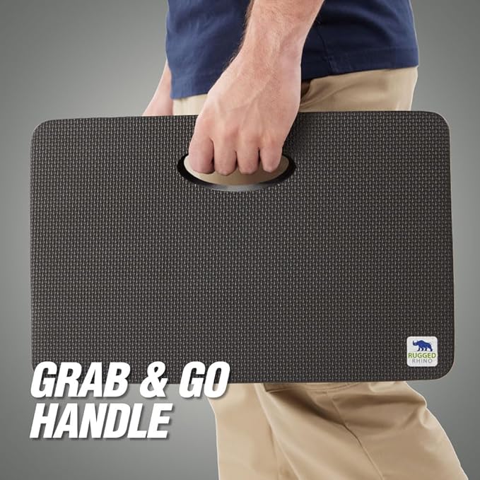 Rugged Rhino Soft Foam Kneeling Pad, Thick Knee Mat Resists Water, Durable Shock Absorbent Pads, Comfortable Strong Rebound, Gardening, Mechanic Tools, Bath Tub Essentials 2 Pack Black Onyx