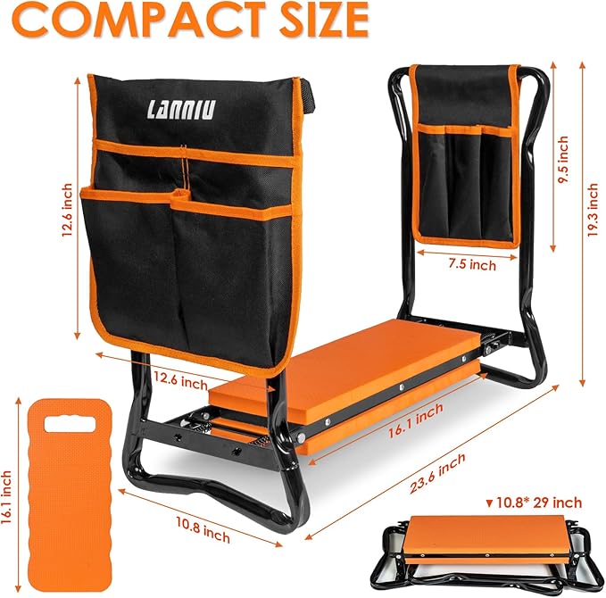 Garden Kneeler and Seat, Foldable Garden Stool, Heavy Duty Garden Chair for Kneeling and Sitting, Gardening Gifts for Women, Grandparents, Seniors, Mom & Dad