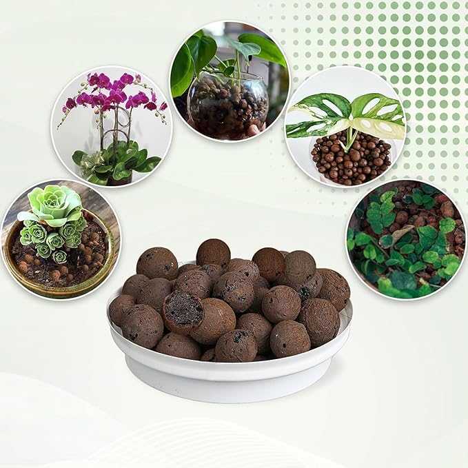 Clay Pebbles Leca Balls for Plants 4qt，6mm - 12mm Clay Balls for Hydroponic, Terrarium, Potted Plants, Lightweight & Drainage