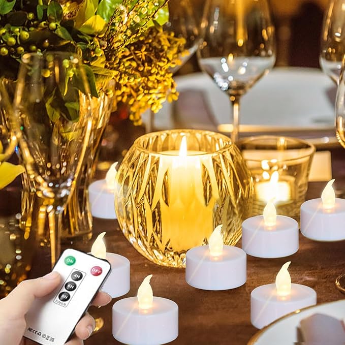 LED Tea Light Remote ControlCandles,50pack Flickering Flameless LED Candle,Long Lasting 400+Hours,Battery Operated with Timer for Home Decoration Seasonal &Festival Celebration WarmYellow