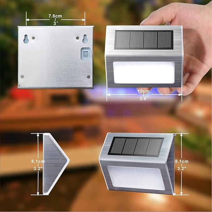 XLUX Solar Powered Lights for Deck Steps Stairs Fences Pathway Path, LED lamp, Outdoor Waterproof, White Light 12 Pack