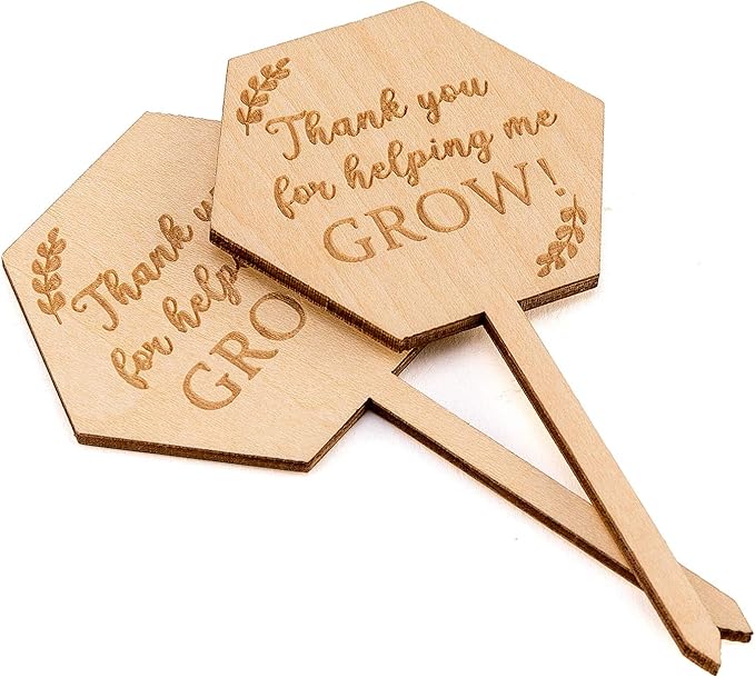 Thank You for Helping Me Grow Succulent Tags Teacher Appreciation Gifts, PARBEE 40PCS Hexagon Plant Stakes Labels Gift for Mother's Day Christmas Thanksgiving Baby Shower
