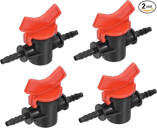 MECCANIXITY Ball Valve 1/4" Barb Connector Shut Off Switch Plastic for Irrigation Drip Tube 2 Pack