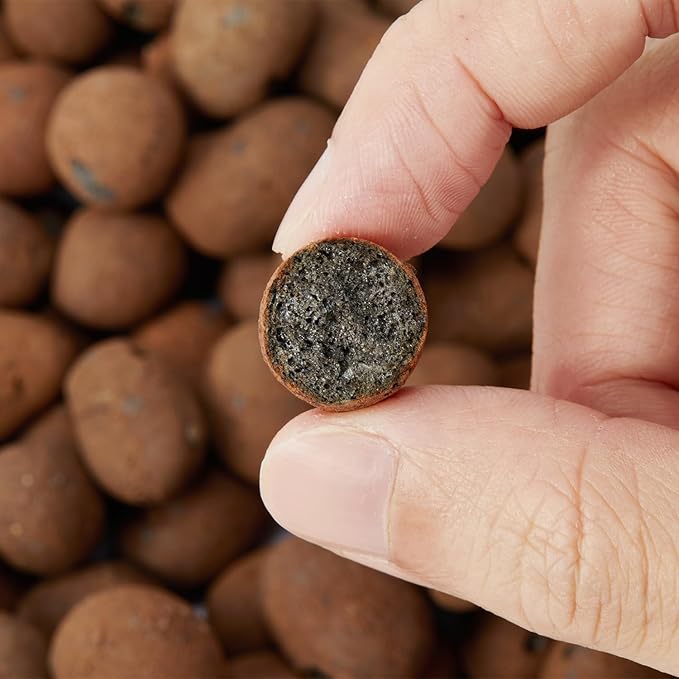 2Lbs Leca Expanded Clay Pebbles, 8-16mm Expanded Clay Aggregate, Natural Clay Pebbles for Hydroponic & Aquaponics Growing, Orchid Potting Mix, Hydroponics Supplies for Indoor Garden Plants