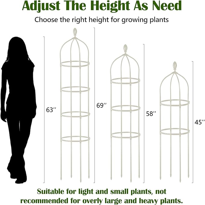 Garden Obelisk Trellis for Climbing Plants Outdoor 6 Ft Rose Bush Round Trellis for Pots Rustproof Metal Plant Flower Trellises for Clematis Vine Jasmine Support Outdoor Indoor