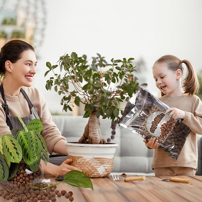 4.4 LB Clay Pebbles Leca Balls for Plants, hydroponic expanded Clay Pebbles, Ideal for Potted Planter Drainage Rocks Material