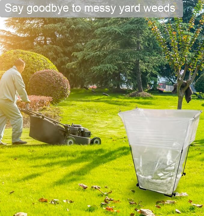 Garden Trash Bag Holder - Outdoor Leaf Bag Support Stand Multi-Use Metal Garbage Bag Holder Frame Holds 30-45 Gallons Bag for Camping Leaves Gardening Parties Yard Weeding (Black)