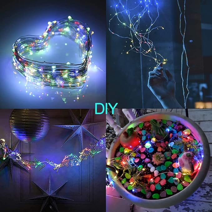 2 Pack 33ft 100 LED Solar Fairy String Lights(Warm White+Cool White+Multicolor)
