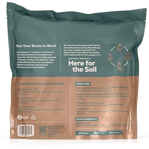 Return Worm Poop Recipe #004, Natural Worm Castings for Plants, Vegetable Garden, Lawns - Earthworm Soil Amendment & Organic Matter Fertilizer, Indoor & Outdoor Use, Eco-Friendly, Odor-Free (4 Quarts)